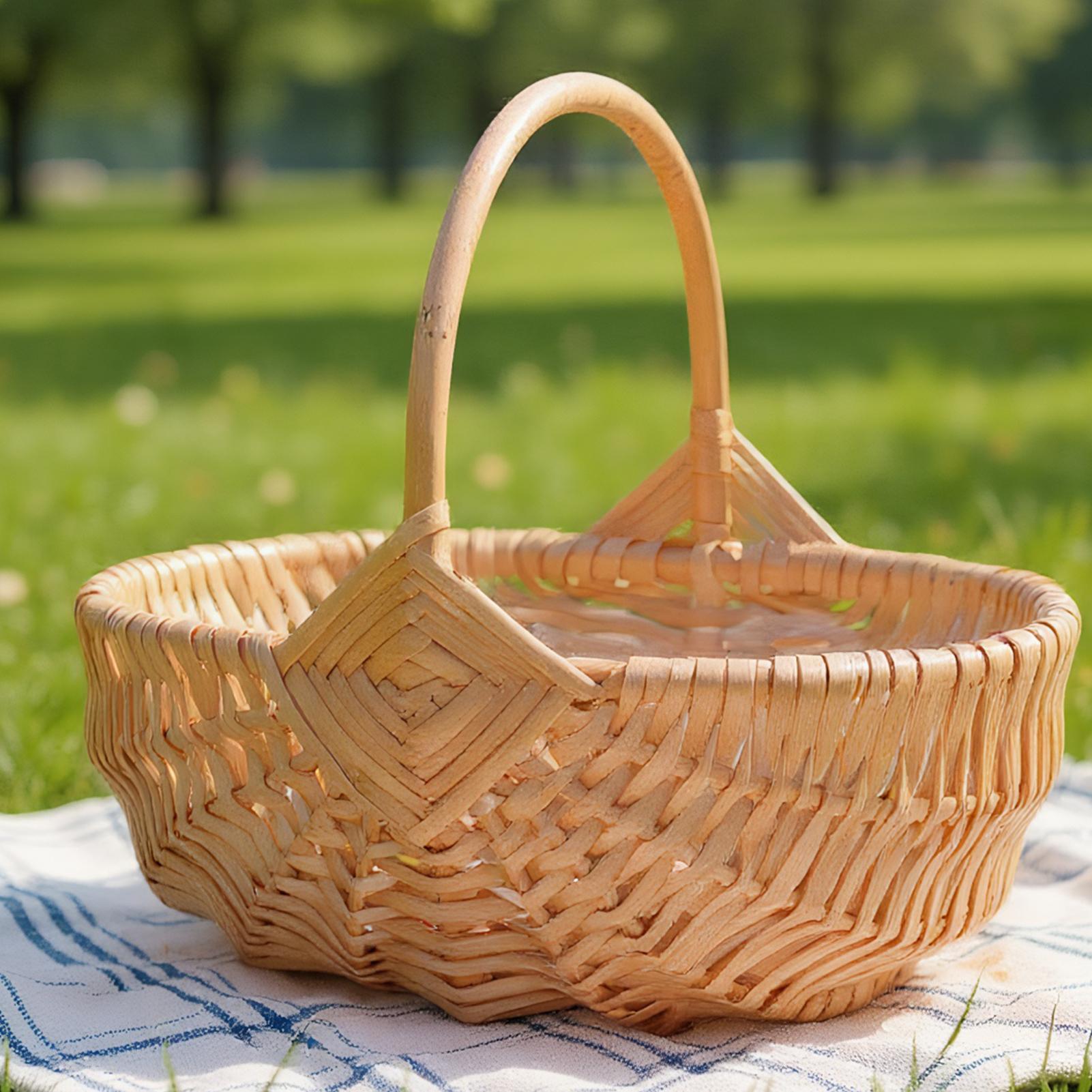 Outdoor Activities In Camping - Cesta de Picnic de mimbre tejida