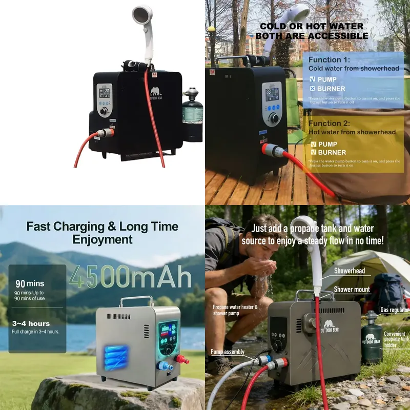 Outdoor Camping Water Heater - Ducha Portátil con Calefacción para Acampar