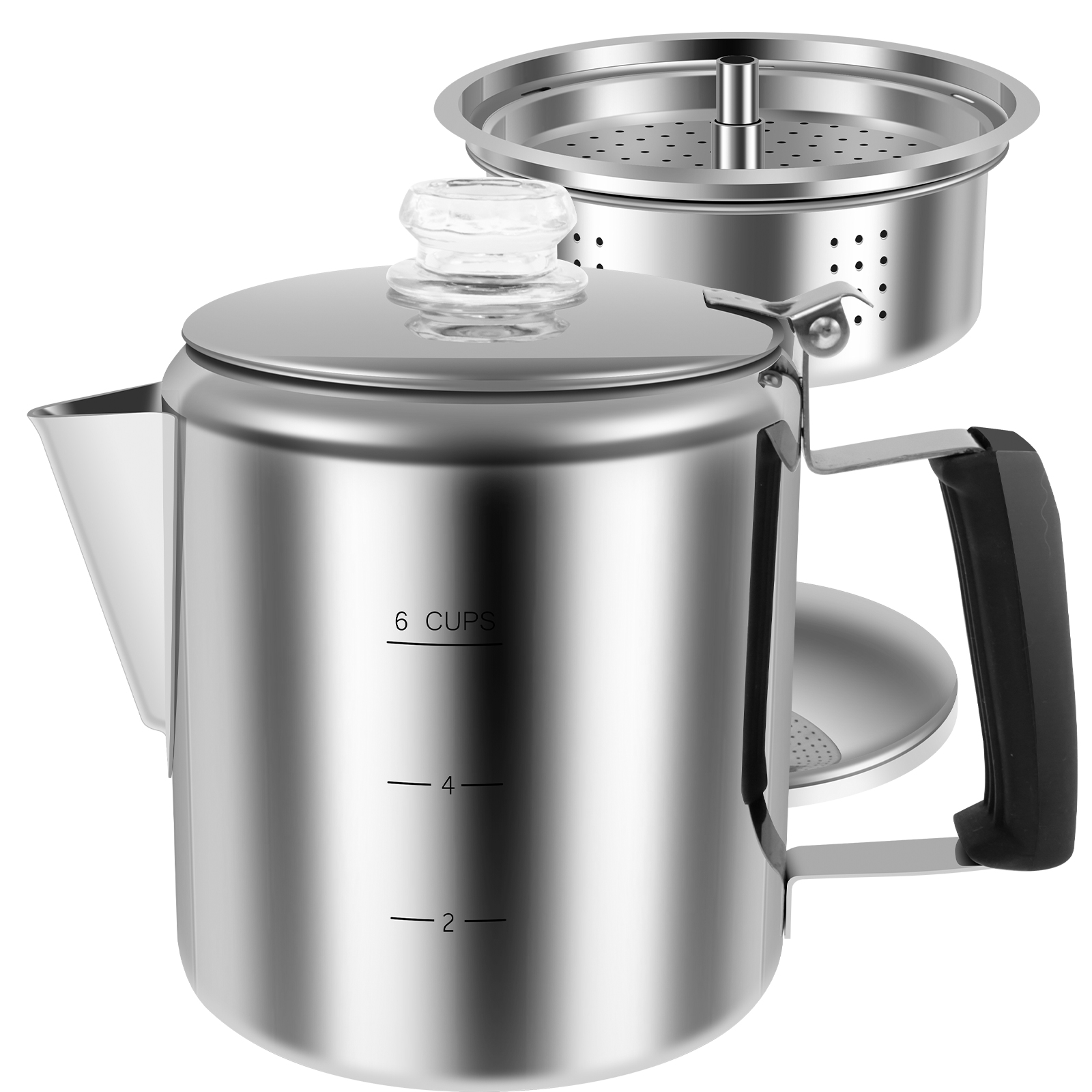 Camp Percolator Coffee - Percolador de café de acero inoxidable