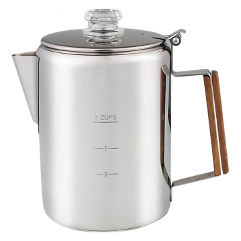 Camp Percolator Coffee - Cafetera de acero inoxidable de 9