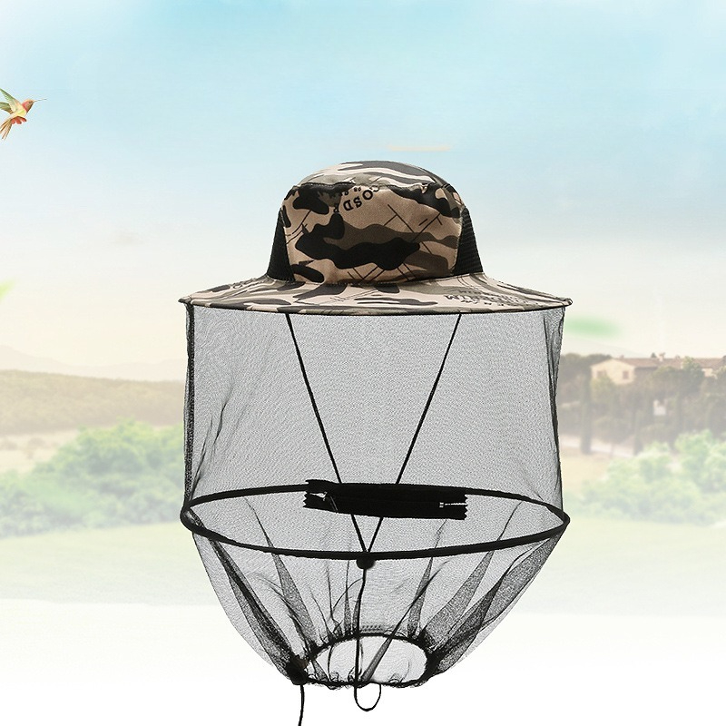 Outdoor Camping Bug Zapper - Gorra de Pesca con Malla Antimosquitos