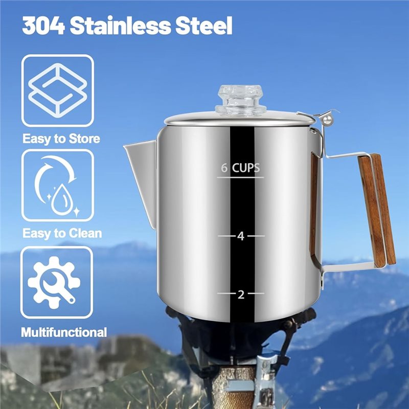 Cafetera NOCM de 6 tazas, cafe - Camp Percolator Coffee reseña y precio