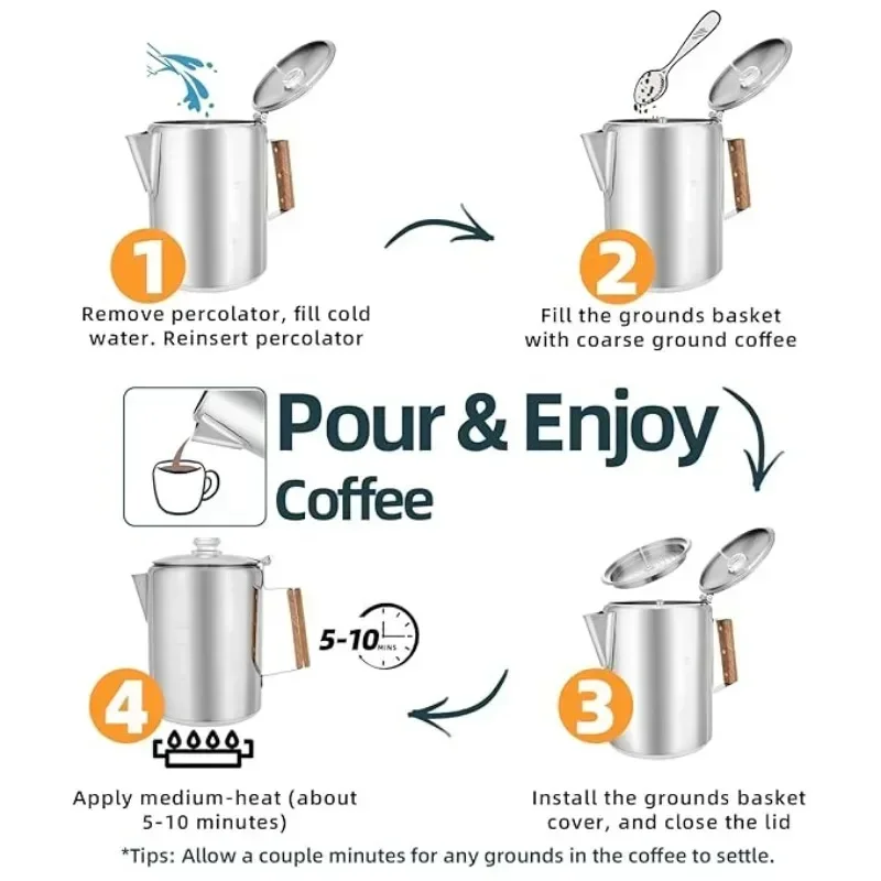 Cafetera de Acero Inoxidable c - Camp Percolator Coffee reseña y precio