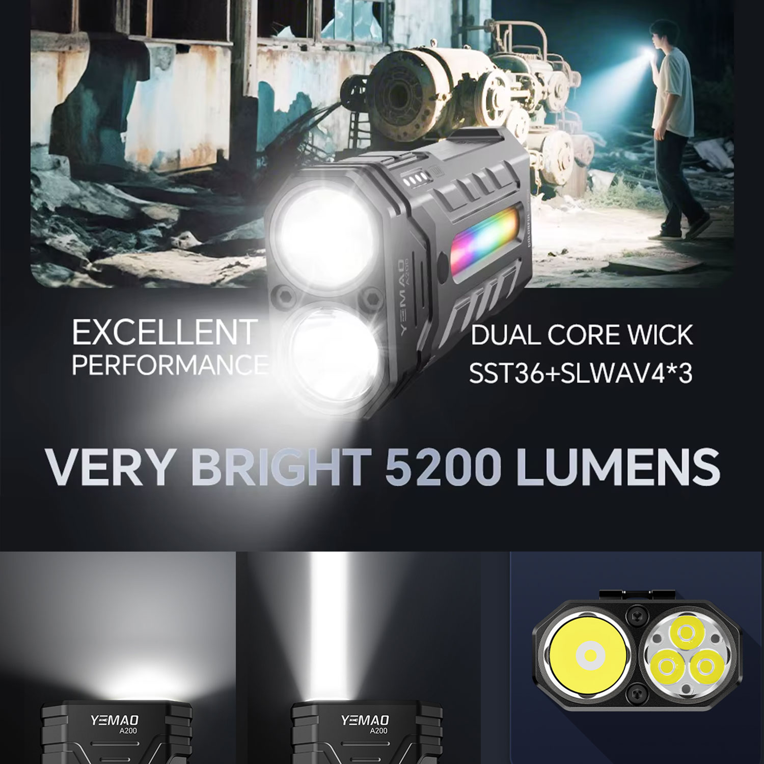 Linterna LED RGB portátil mult - Outdoor Camping Accessories reseña y precio